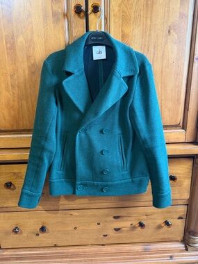 CAbi Double-Breasted Wool Peacoat, deep green, size small
